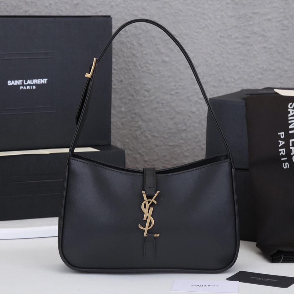 🎄 YSL LE 5 À 7 HOBO BAG IN SMOOTH LEATHER NOIR